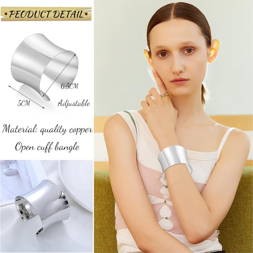 Versatile 2 Pcs Stylish Cuff Bangles - Adjustable… - image 2